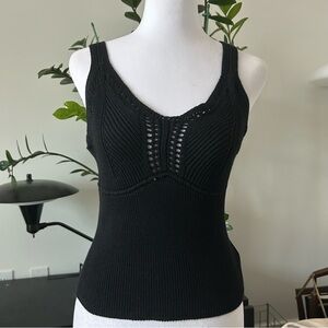 Black Crochet Sweater Crop Tank